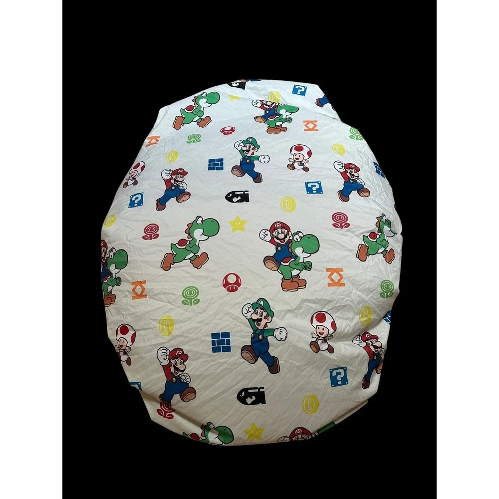 Nintendo Super Mario Twin Fitted Sheet Mario Luigi Yoshi Toad Bedding White
